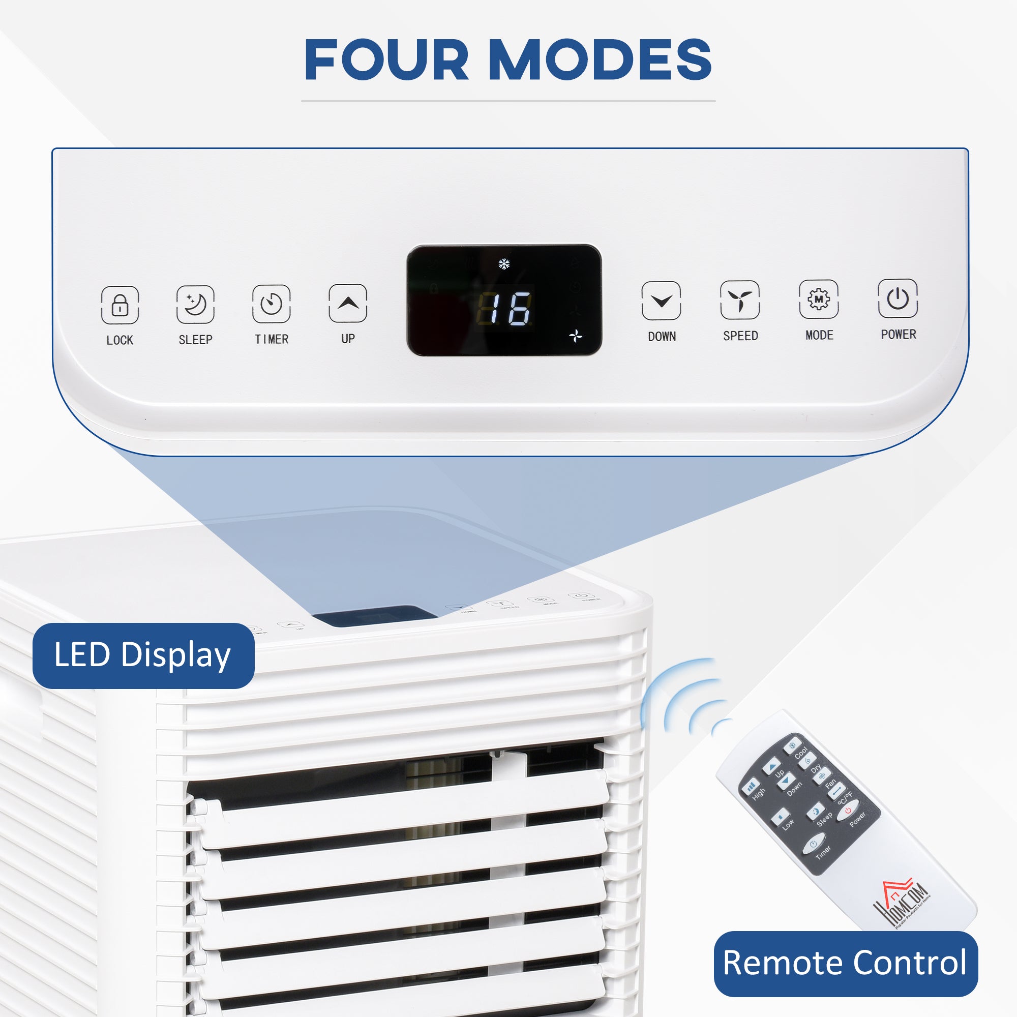 HOMCOM 7000 BTU Portable Air Conditioner for Cooling Dehumidifier Fan, Air Conditioning Unit for Room up to 26m², with Remote, 24H Timer, Window Mount Kit, R290, A Energy Efficiency, 785W